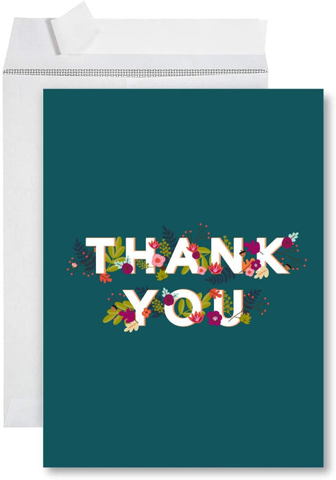 Funny Jumbo Thank You Card With Envelope, Greeting Card-Set of 1-Andaz Press-Thank You Florals-