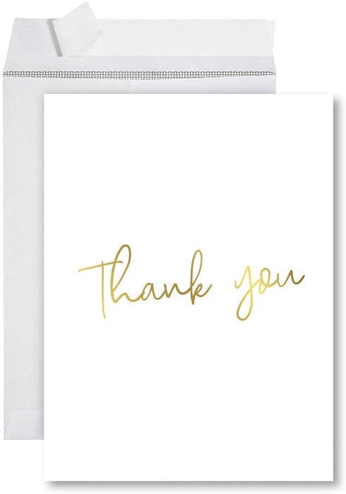 Funny Jumbo Thank You Card With Envelope, Greeting Card-Set of 1-Andaz Press-Thank You Gold Script-