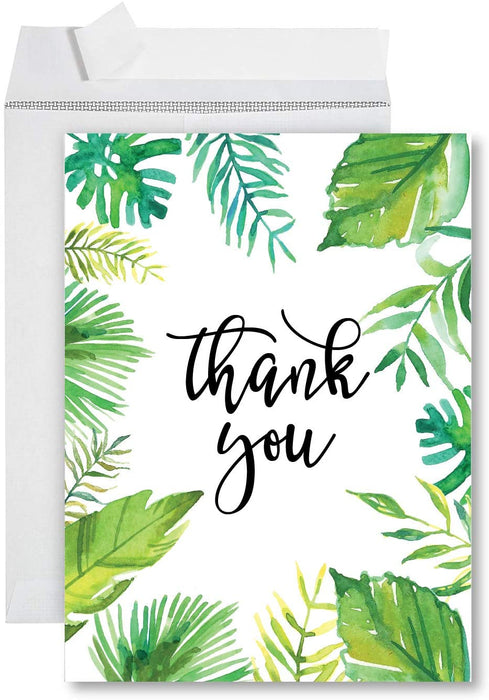 Funny Jumbo Thank You Card With Envelope, Greeting Card-Set of 1-Andaz Press-Thank You Tropical Watercolor-
