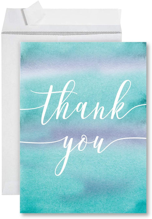 Funny Jumbo Thank You Card With Envelope, Greeting Card-Set of 1-Andaz Press-Thank You Watercolor Script-