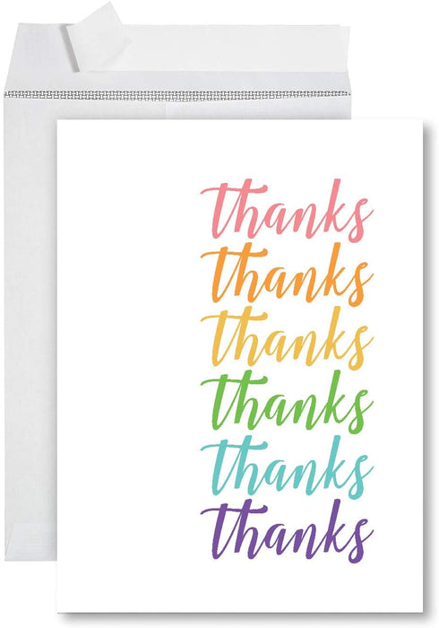Funny Jumbo Thank You Card With Envelope, Greeting Card-Set of 1-Andaz Press-Thanks Rainbow Script-