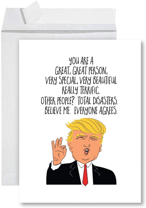 Funny Jumbo Thank You Card With Envelope, Greeting Card-Set of 1-Andaz Press-Trump Great Person-