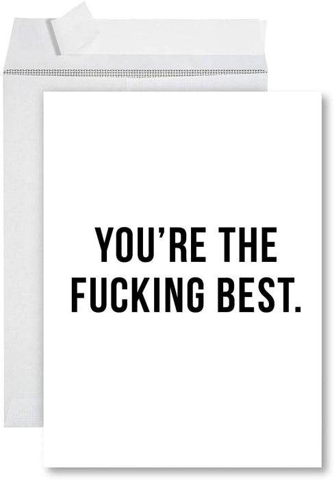 Funny Jumbo Thank You Card With Envelope, Greeting Card-Set of 1-Andaz Press-You're The F*cking Best-
