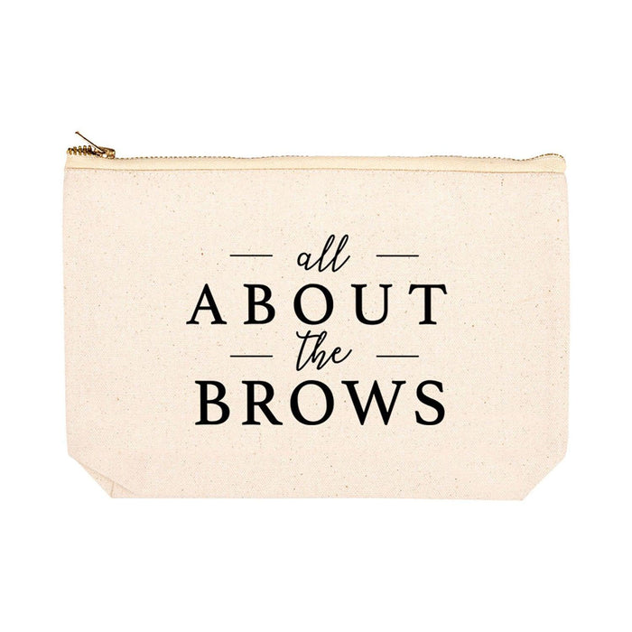 Funny Makeup Bag Canvas Cosmetic Bag with Zipper Makeup Pouch Design 1-Set of 1-Andaz Press-All About The Brows-