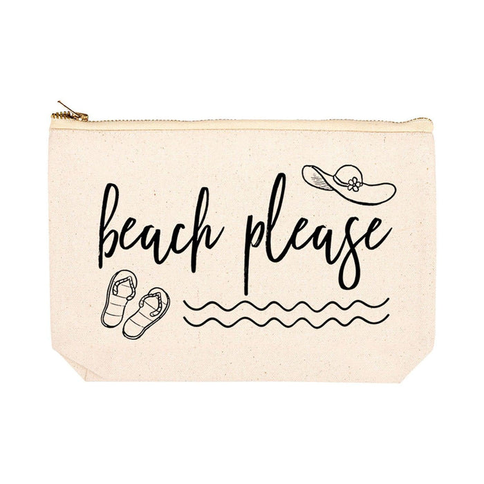 Funny Makeup Bag Canvas Cosmetic Bag with Zipper Makeup Pouch Design 1-Set of 1-Andaz Press-Beach Please-