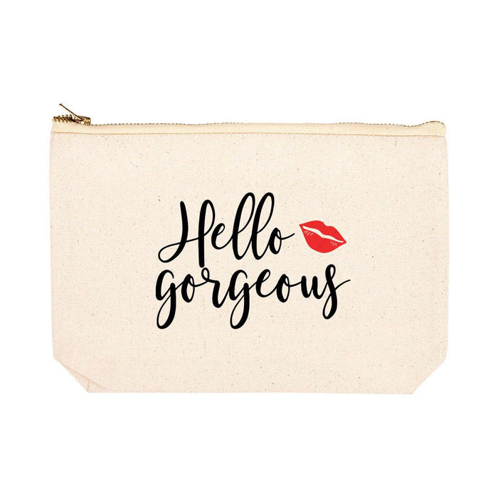 Funny Makeup Bag Canvas Cosmetic Bag with Zipper Makeup Pouch Design 1-Set of 1-Andaz Press-Hello Gorgeous-