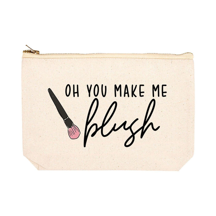 Funny Makeup Bag Canvas Cosmetic Bag with Zipper Makeup Pouch Design 1-Set of 1-Andaz Press-Oh You Make Me Blush-
