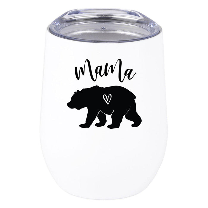 Funny Mother's Day Wine Tumbler with Lid 12 Oz Stemless Stainless Steel Insulated-Set of 1-Andaz Press-Because Mommin Ain't Easy-