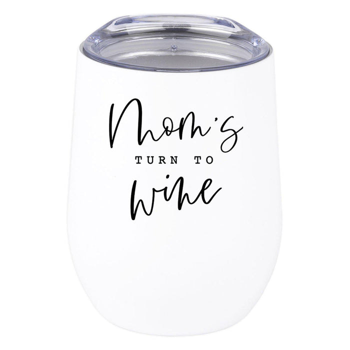 Funny Mother's Day Wine Tumbler with Lid 12 Oz Stemless Stainless Steel Insulated-Set of 1-Andaz Press-Because Mommin Ain't Easy-