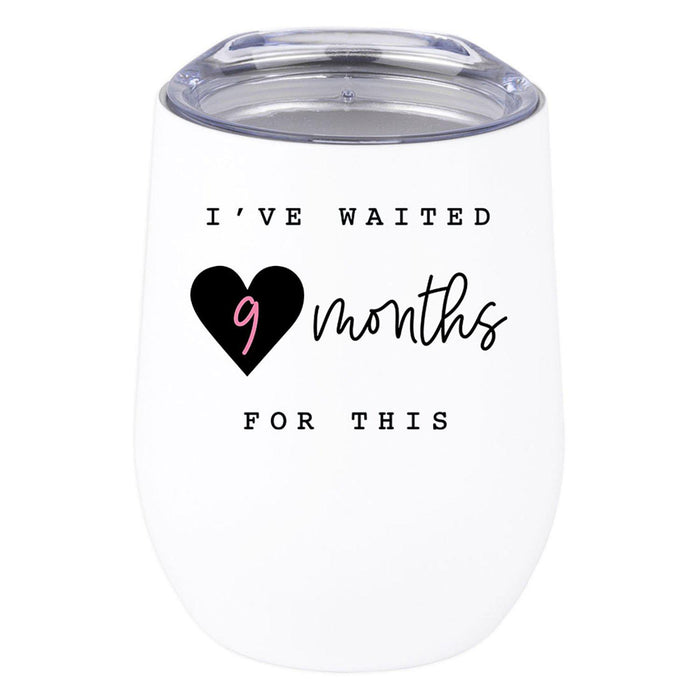 Funny Mother's Day Wine Tumbler with Lid 12 Oz Stemless Stainless Steel Insulated-Set of 1-Andaz Press-Because Mommin Ain't Easy-