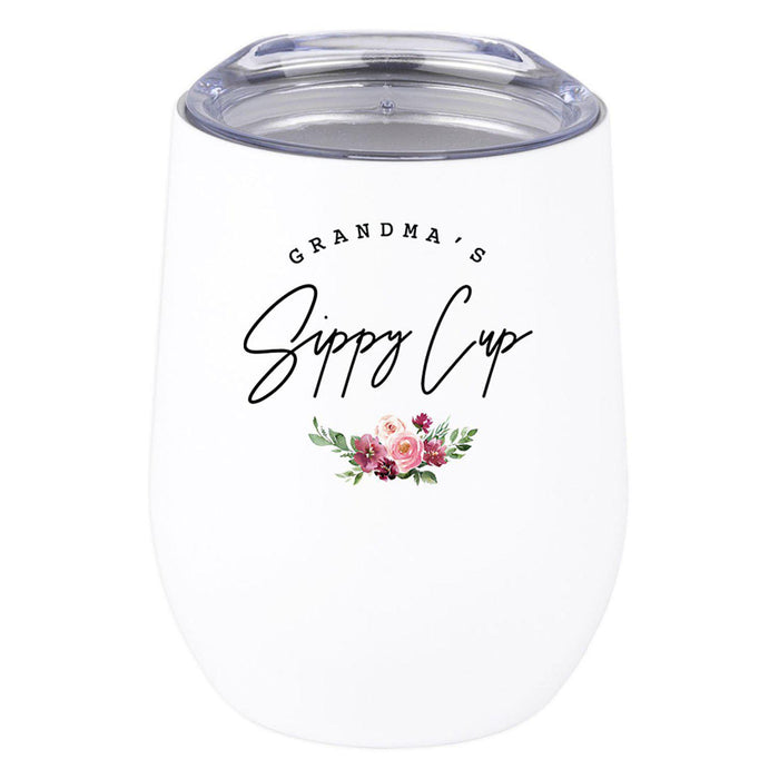Funny Mother's Day Wine Tumbler with Lid 12 Oz Stemless Stainless Steel Insulated-Set of 1-Andaz Press-Because Mommin Ain't Easy-
