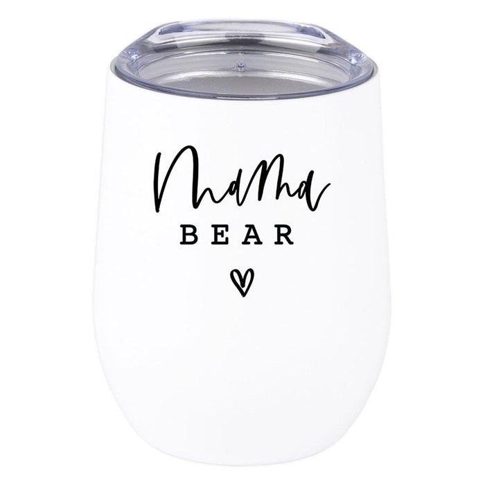 Funny Mother's Day Wine Tumbler with Lid 12 Oz Stemless Stainless Steel Insulated-Set of 1-Andaz Press-Because Mommin Ain't Easy-