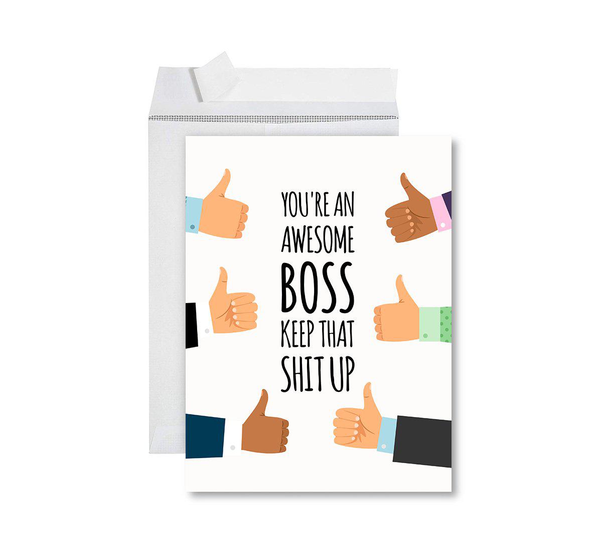Funny National Boss's Day Jumbo Card, Blank Greeting Card with Envelope-Set of 1-Andaz Press-Awesome Boss-