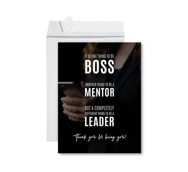 Funny National Boss's Day Jumbo Card, Blank Greeting Card with Envelope-Set of 1-Andaz Press-Boss Mentor Leader Female-