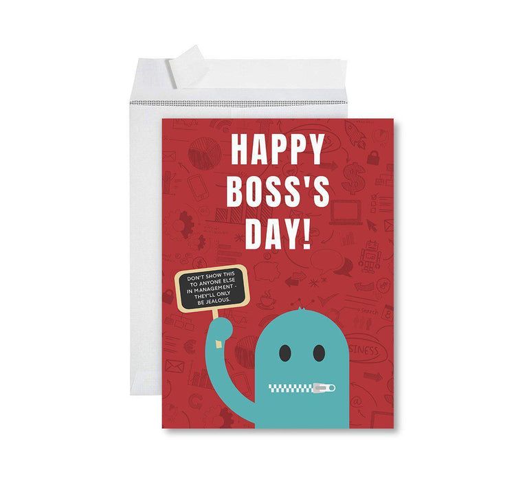 Funny National Boss's Day Jumbo Card, Blank Greeting Card with Envelope-Set of 1-Andaz Press-Don't Show This To Anyone Else-