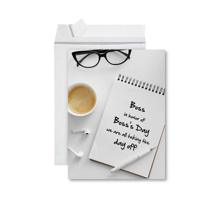 Funny National Boss's Day Jumbo Card, Blank Greeting Card with Envelope-Set of 1-Andaz Press-In Honor Of Boss's Day-