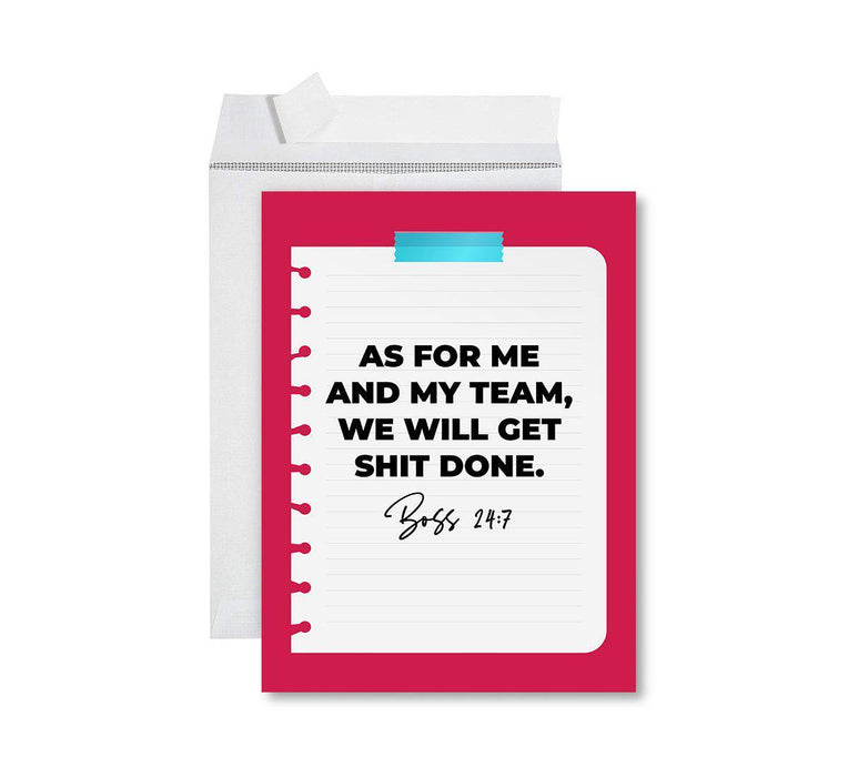 Funny National Boss's Day Jumbo Card, Blank Greeting Card with Envelope-Set of 1-Andaz Press-Me and My Team-