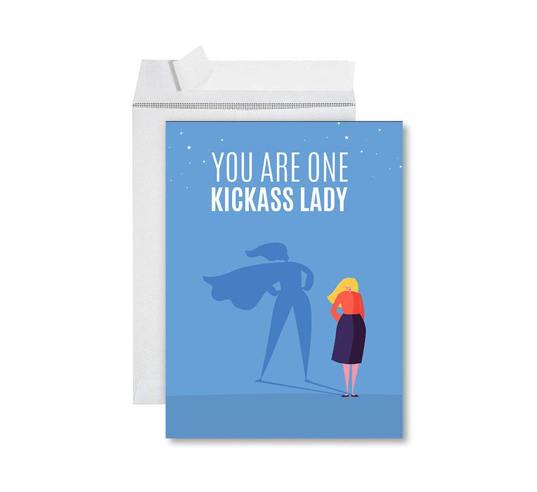 Funny National Boss's Day Jumbo Card, Blank Greeting Card with Envelope-Set of 1-Andaz Press-You Are One Kickass Lady-