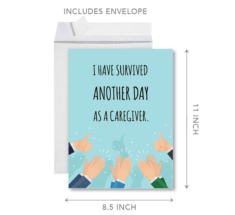 Funny National Caregivers Day Jumbo Card, Blank Greeting Card with Envelope For Caregiver-Set of 1-Andaz Press-Another Day As A Caregiver-