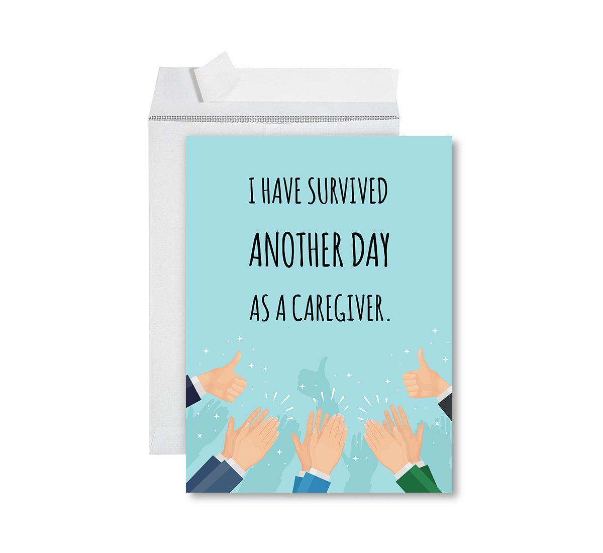 Funny National Caregivers Day Jumbo Card, Blank Greeting Card with Envelope For Caregiver-Set of 1-Andaz Press-Another Day As A Caregiver-