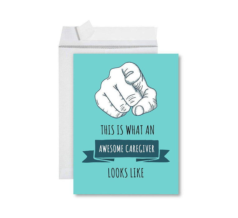 Funny National Caregivers Day Jumbo Card, Blank Greeting Card with Envelope For Caregiver-Set of 1-Andaz Press-Awesome Caregiver Looks Like-