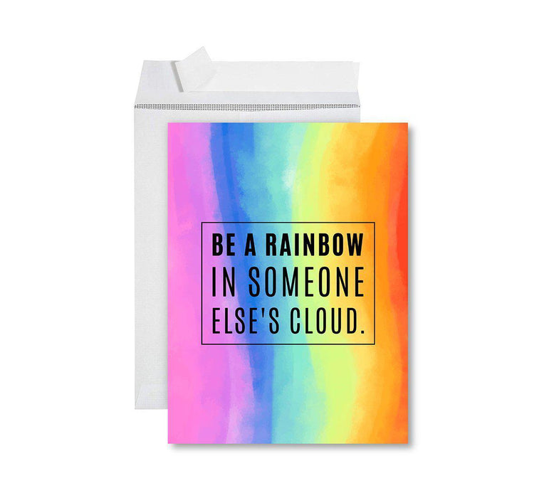 Funny National Caregivers Day Jumbo Card, Blank Greeting Card with Envelope For Caregiver-Set of 1-Andaz Press-Be A Rainbow In Someone Else's Cloud-