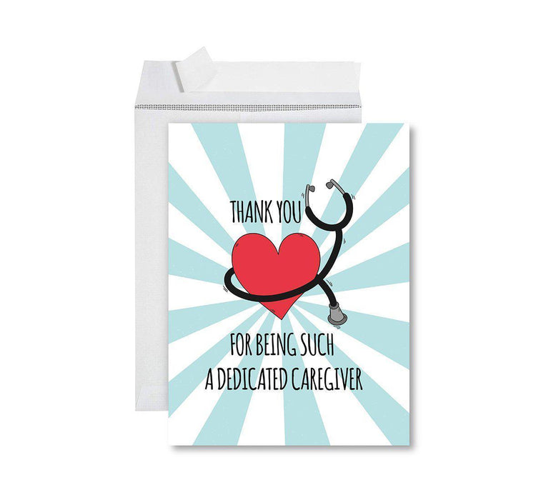 Funny National Caregivers Day Jumbo Card, Blank Greeting Card with Envelope For Caregiver-Set of 1-Andaz Press-Dedicated Caregiver-