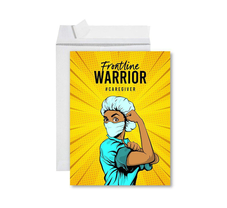 Funny National Caregivers Day Jumbo Card, Blank Greeting Card with Envelope For Caregiver-Set of 1-Andaz Press-Frontline Warrior-