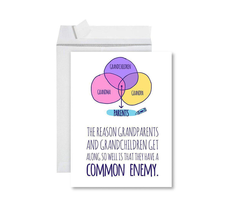 Funny National Grandparents Day Jumbo Card, Blank Greeting Card with Envelope-Set of 1-Andaz Press-Thank You Grandma-