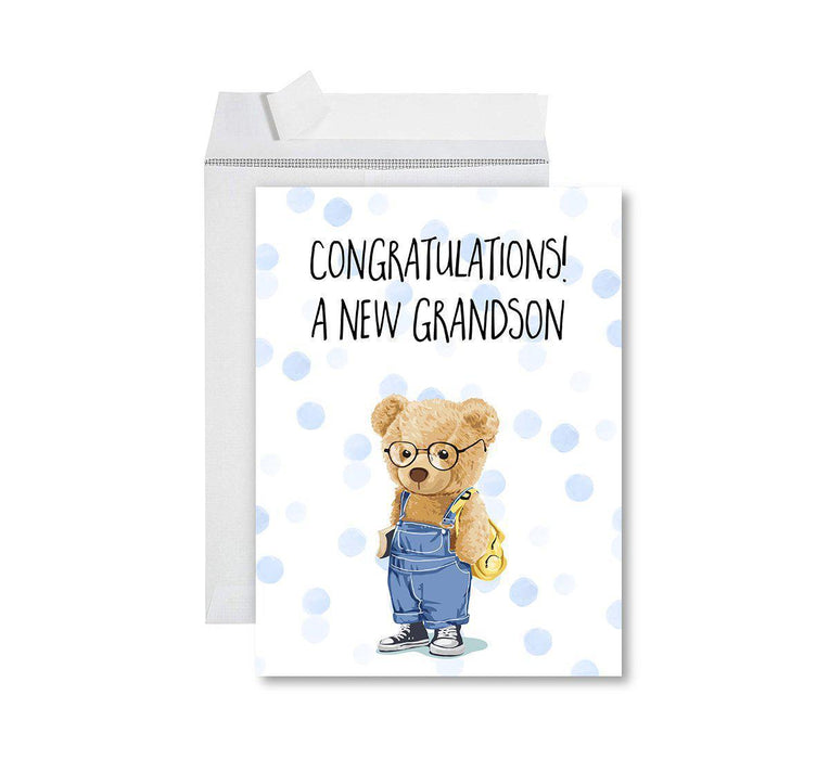 Funny National Grandparents Day Jumbo Card, Blank Greeting Card with Envelope-Set of 1-Andaz Press-A New Grandson-