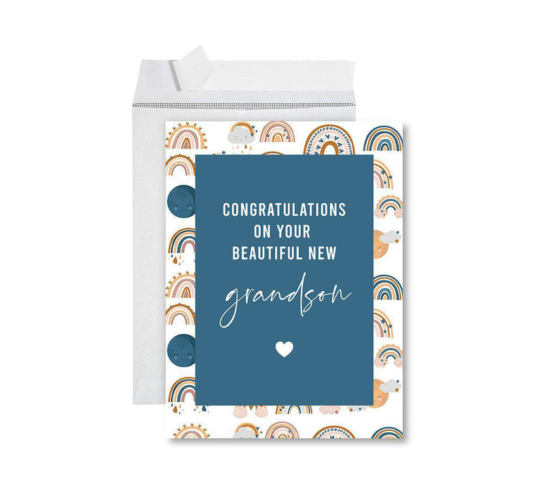 Funny National Grandparents Day Jumbo Card, Blank Greeting Card with Envelope-Set of 1-Andaz Press-Congratulations New Grandson-