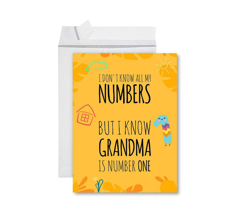 Funny National Grandparents Day Jumbo Card, Blank Greeting Card with Envelope-Set of 1-Andaz Press-Grandma Is Number One-
