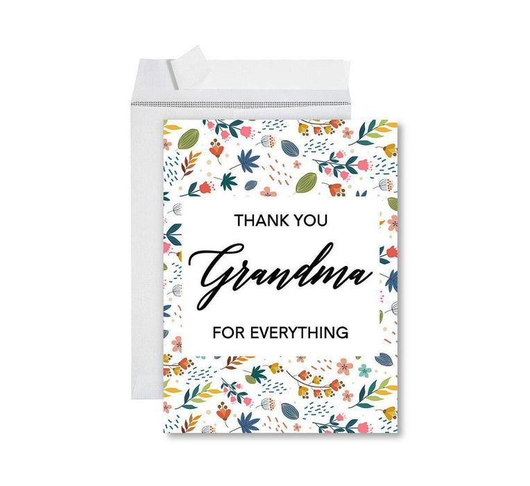 Funny National Grandparents Day Jumbo Card, Blank Greeting Card with Envelope-Set of 1-Andaz Press-Thank You Grandma-