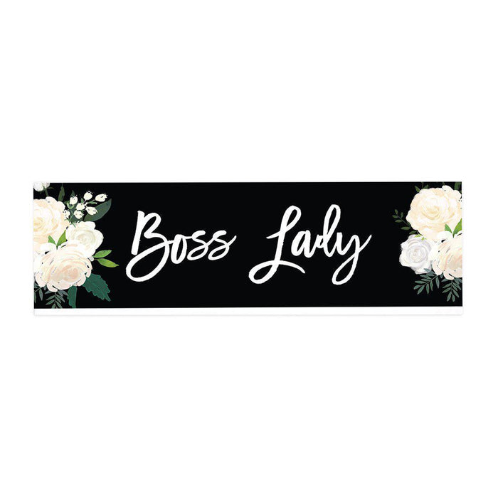 Funny Office Desk Plate, Acrylic Plate for Desk Decorations Design 1-Set of 1-Andaz Press-Boss Lady Florals-