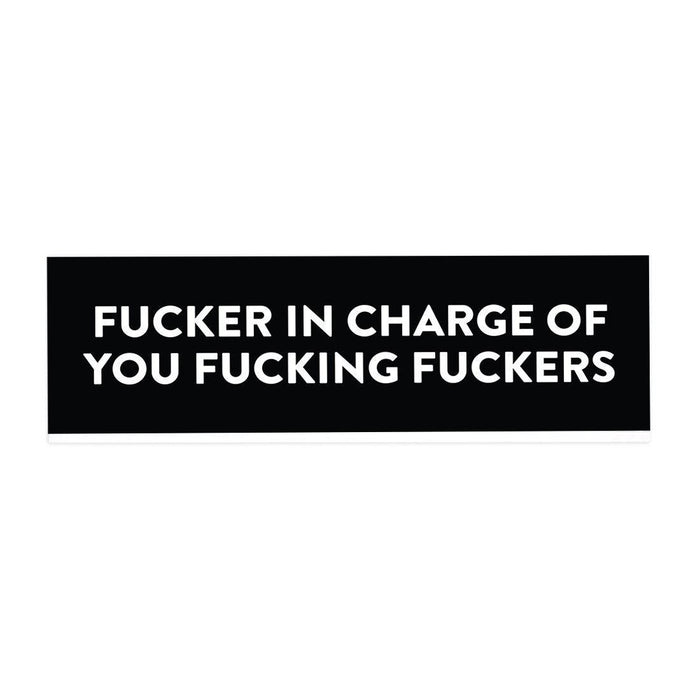 Funny Office Desk Plate, Acrylic Plate for Desk Decorations Design 1-Set of 1-Andaz Press-Fucker In Charge-