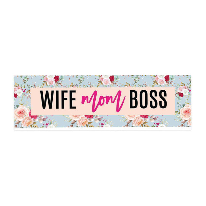 Funny Office Desk Plate, Acrylic Plate for Desk Decorations Design 1-Set of 1-Andaz Press-Wife Mom Boss-