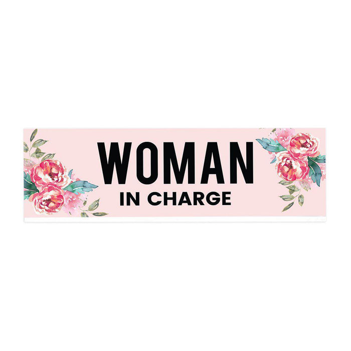 Funny Office Desk Plate, Acrylic Plate for Desk Decorations Design 1-Set of 1-Andaz Press-Woman In Charge-