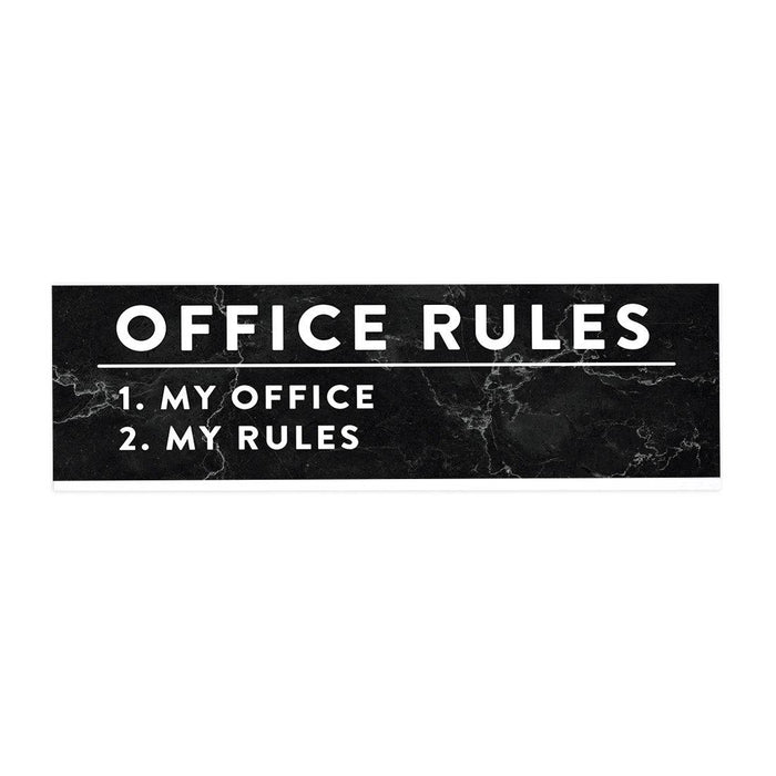 Funny Office Desk Plate, Acrylic Plate for Desk Decorations Design 3-Set of 1-Andaz Press-Office Rules-