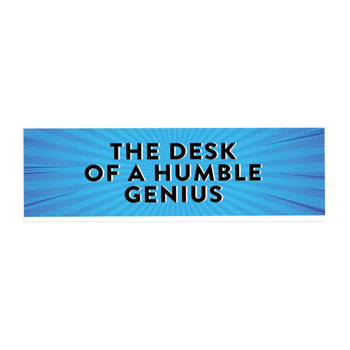 Funny Office Desk Plate, Acrylic Plate for Desk Decorations Design 4-Set of 1-Andaz Press-The Desk of a Humble Genius-
