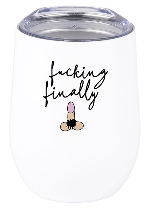 Funny Penis Wine Tumbler with Lid 12oz Stemless Stainless Steel Insulated Tumbler - 6 Designs-Set of 1-Andaz Press-Best Fucking Friend Forever-