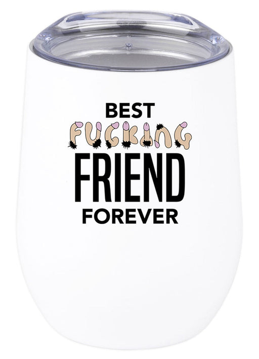 Funny Penis Wine Tumbler with Lid 12oz Stemless Stainless Steel Insulated Tumbler - 6 Designs-Set of 1-Andaz Press-Best Fucking Friend Forever-