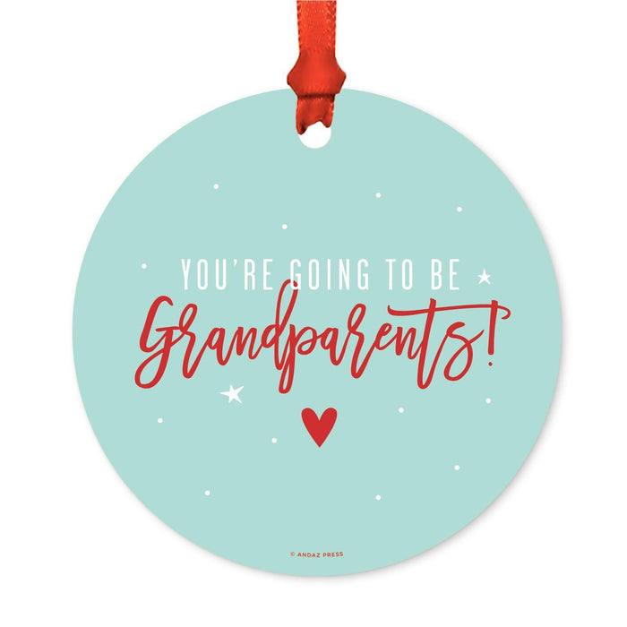 Funny Pregnancy Round Metal Christmas Ornaments, Includes Ribbon and Gift Bag-Set of 1-Andaz Press-Grandparents Going To Be-