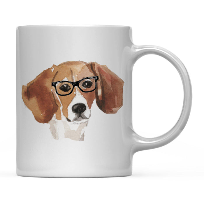 Funny Preppy Dog Art Coffee Mug-Set of 1-Andaz Press-Beagle in Black Glasses-