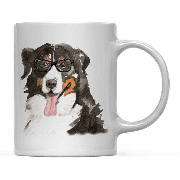 Funny Preppy Dog Art Coffee Mug-Set of 1-Andaz Press-Bernese Mountain Dog in Black Glasses-