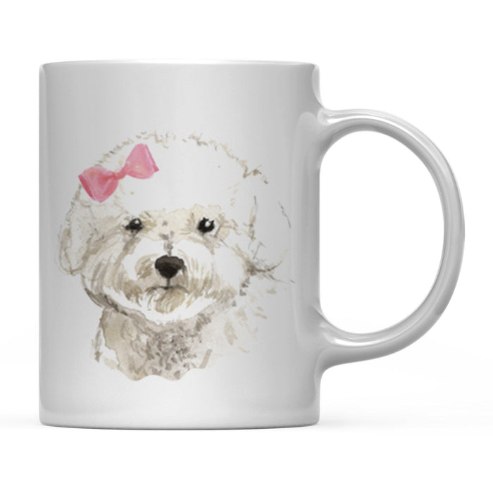 Funny Preppy Dog Art Coffee Mug-Set of 1-Andaz Press-Bichon Frise in Pink Bow-
