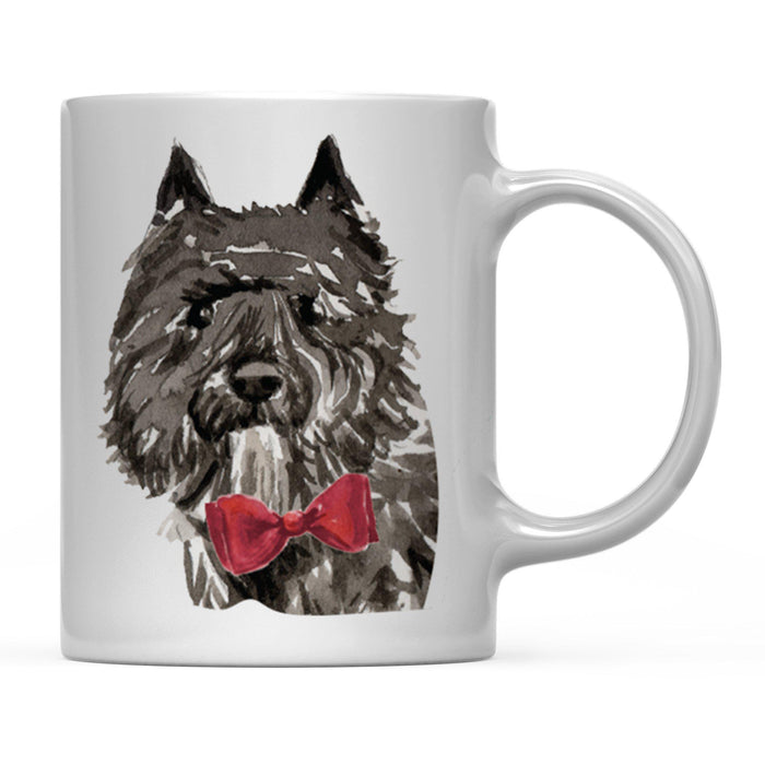 Funny Preppy Dog Art Coffee Mug-Set of 1-Andaz Press-Bouvier Des Flandres in Red Bow-