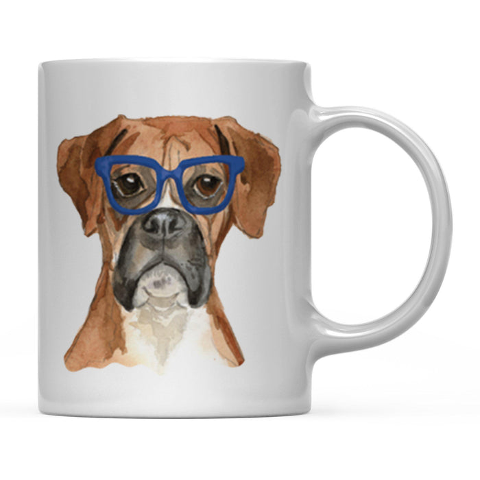 Funny Preppy Dog Art Coffee Mug-Set of 1-Andaz Press-Boxer in Blue Glasses-