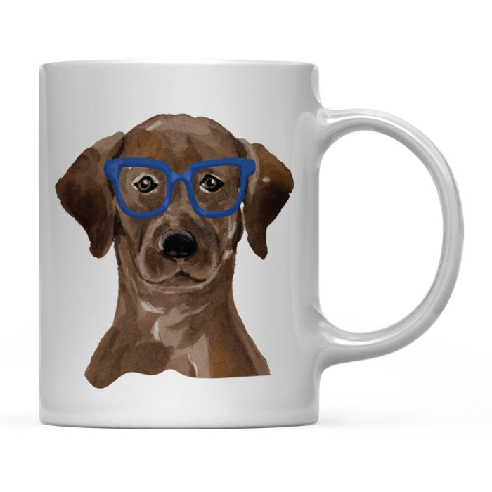 Funny Preppy Dog Art Coffee Mug-Set of 1-Andaz Press-Brown Labrador Retriever in Blue Glasses-
