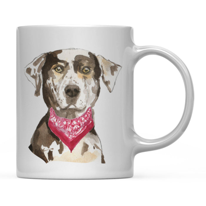 Funny Preppy Dog Art Coffee Mug-Set of 1-Andaz Press-Catahoula Leopard in Red Scarf-