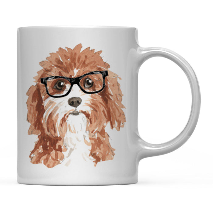 Funny Preppy Dog Art Coffee Mug-Set of 1-Andaz Press-Cavapoo in Black Glasses-